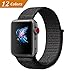 Qifit New Nylon Sport Loop with Hook and Loop Fastener Adjustable Closure Wrist Strap Replacment Band for iwatch Apple Watch Series 1 /2 / 3,42mm,Black ( Pinkish Weave Color in )