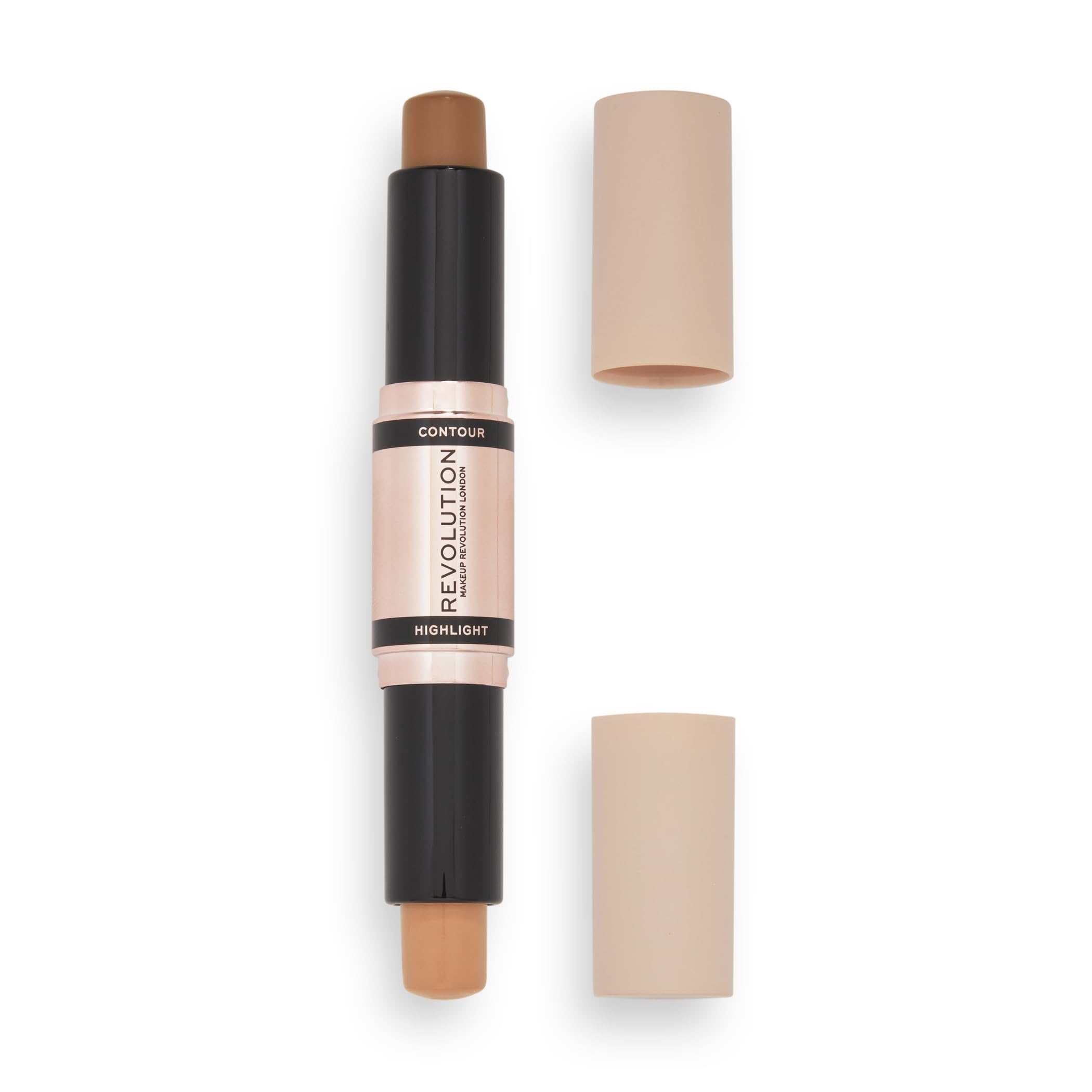 Makeup Revolution Contour Stick Duo Cream Contour & Highlight, Defines Cheekbones & Sculpts the Face, Vegan & Cruelty-Free, Dark, 2.4g