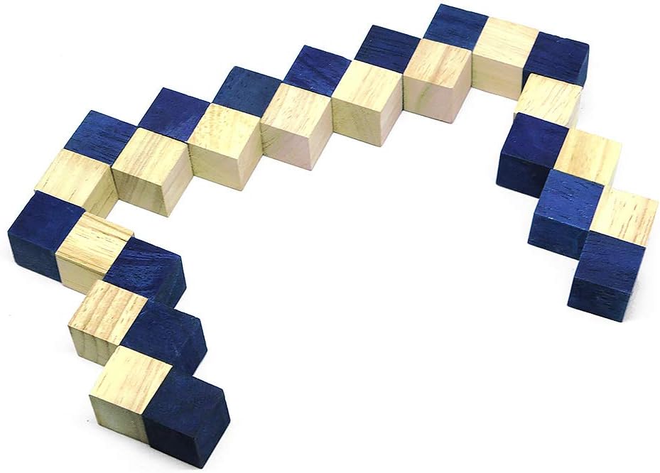 Logica Puzzles Art. Blue Snake Cube - 3D Wooden Brain Teaser - Difficulty 4/6 Extreme - Leonardo da Vinci Collection - Image 4