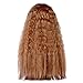 Dreamlover Light Brown Loose Wavy Long Wigs, Full Bang Light Curly Wig with Free Wig Cap­