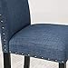 Roundhill Furniture Biony Blue Fabric Dining Chairs with Nailhead Trim, Set of 2
