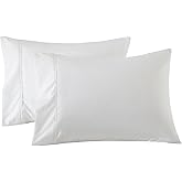 WINLIFE Standard Pillowcases Set of 2 100% Egyptian Cotton Standard Pillow Cases 2, 20×26 inches, Soft and Breathable Pillow Cover, Bright White