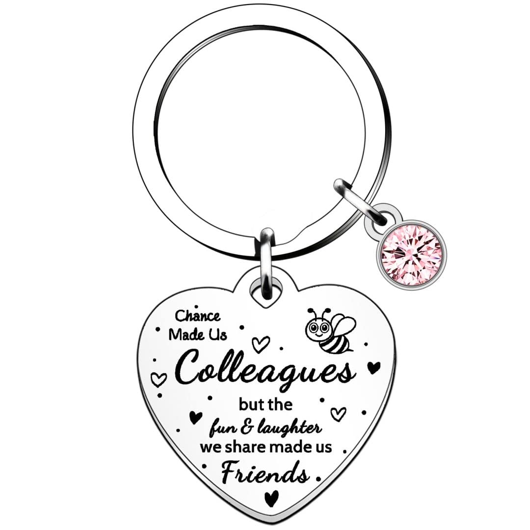 HULALA Chance Made Us Colleagues But The Fun & Laughter We Share Made Us Friends Keyring Colleague Leaving Gifts For Women Heart Keychain Coworker Bestie Going Away Goodbye Gifts