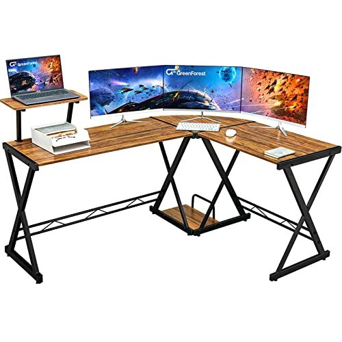 GreenForest L Shaped Computer Desk Large Size Reversible Corner Computer Desk 64 inch with Large