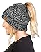 Funky Junque Women's Winter Criss Cross Beanie Bun Hat with Ponytail Hole - 4 Tone Mix - Grey, Black, Beige, Lt French Beige