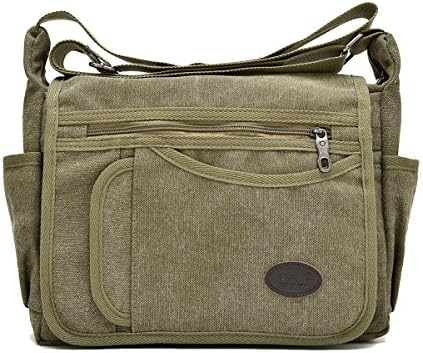 Degohome Messenger Bag Vintage Retro Canvas Business shoulder bag Crossbody Travel Bag (Normal size, armygreen)