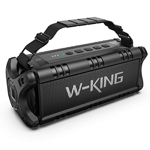 50W(70W Peak) Wireless Bluetooth Speakers Built-in 8000mAh Battery Power Bank, W-KING Outdoor Portable Waterproof TWS, NFC Speaker, Powerful Rich Bass Loud Stereo Sound (All Black)