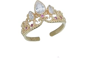 Dtexhif Princess Crown Ring for Women Girls CZ Inlaid Open Ring Heart Shaped Promise Ring Rapunzel Crown Ring Adjustable Jewe
