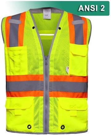 Reflective Apparel Surveyor 10 Pocket Safety Vest Hi Vis Mesh ANSI 2 RAF-589-ST