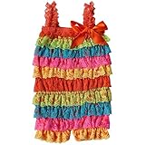 TIAOBU US Baby Girls Summer Lace Spaghetti Ruffle Tiered Romper Outfits