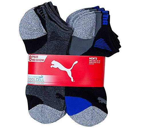 Puma-Mens-No-show-Sport-Socks-Moisture-Control-Arch-Support-8-Pair