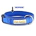 Reflective Dog Collar & Leash by PET GALLO: Padded Reflective 100% Pure Nylon Dog Collar with Reflective Nylon Pipe | Zinc Alloy Clip 7 & X-Crossed Reinforced Double Stitching on Lead |Color Blue (L)