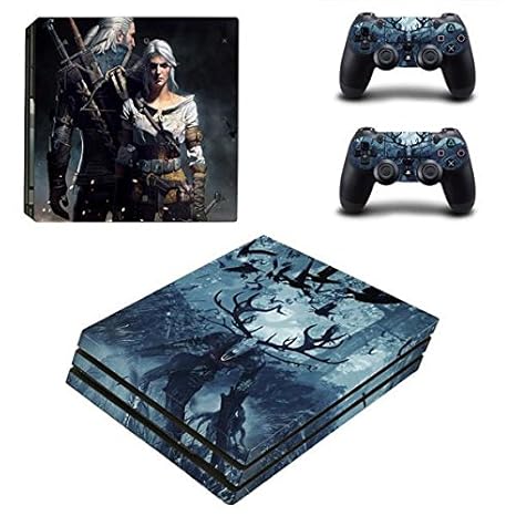 Playstation 4 Pro + 2 Controller Aufkleber Schutzfolien Set - The Witcher /PS4 P