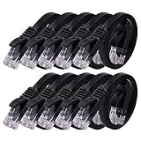 Cat 6 Ethernet Cable 1.5ft (10 Pack) (at a Cat5e Price but Higher Bandwidth) Cat6 Flat Internet Network Cable - Ethernet Patch Cables Short - Black Computer LAN Cable with Snagless RJ45 Connectors
