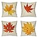 HIPPIH 4 Packs Leaves - Square Decorative Fall Maple Leaf Throw Pillow Case Cushion Cover 18 X 18 Inch