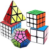 Speed Cube Set, Puzzle Cube, Magic Cube 2x2 4x4 Pyraminx Pyramid Megaminx Fenghuolun Puzzle Cube Toy Gift for Children Adults, Pack of 5