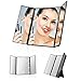 AveyLum Travel Makeup Mirror Lighted LED Mirror Portable & Tri Foldable Cosmetic Vanity Mirror Touchable Compact Mirrors With 8 Heart Shape LEDs, Perfect Gift Birthday Present for Ladies Mother Girls