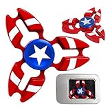 Marvel Heroes - Metal Fidget Spinner Toy Helps Focusing, Stress Reducer/Relief Perfect For Boredom EDC ADD Anxiety and Autism for Adult & Children, High Speed and Quiet Bearing (Captain America)