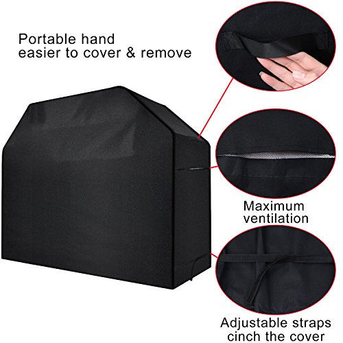 Mobo Gas Grill Cover 70 x 46 x 24 Inches Black Heavy Duty 600D Waterproof BBQ Grill Cover for Most Brands of Grilll with Storage Bag