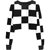 WIFFGO Girls Crop Sweatshirts Casual Tops Kids Long Sleeve Plaid Pullover Cute Fall Winter Fashion Shirts For Teen Girl