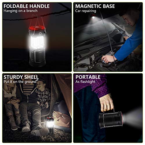 MOICO 2 Pack LED Camping Lantern, Rechargeable 4 Modes Camping Lights, 500 Lumen, Collapsible, Water Resistant Light, Battery-Powered Lanterns for Camping Outdoor Hurricane Outage& Emergency