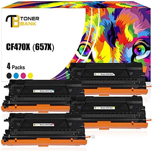 Toner Bank Compatible Toner Cartridge Replacement for HP CF470X 657X for HP Color Laserjet Enterprise MFP M681dh M681f Flow MFP M681f M681z M682z Toner Printer (Black/Cyan/Yellow/Magenta, 4-Pack)