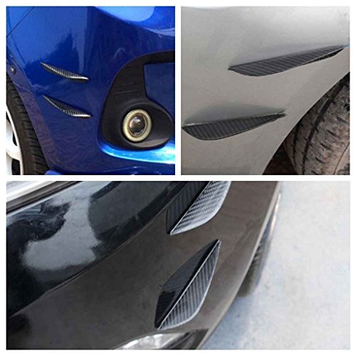 EgalBest 13.5x4CM 4PCS Rubber Lightweight Car Fiber Style Body Spoiler Front Bumper Splitter Trim Tip Kit Set - Thumbnail 2