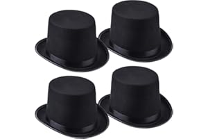 4 Packs Funny Party Hats Black Felt Top Costume Hat Costume Party Accessory for Men and Women Unisex Top Hats