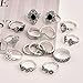 POYDORA 15 Pcs Vintage Flower Knuckle Ring Set Bohemian Retro Black Rhinestone Joint Knuckle Nail Midi Ring Finger Rings Set
