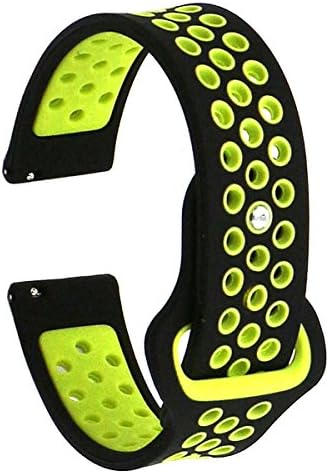 Gear Sport Band, Eletespt Soft Silicone Band Breathable Strap Compatible for Samsung Galaxy Watch 42mm/ Garmin VivoActive 3/ Ticwatch 2/ Ticwatch E/Amazfit Bip Smart Watch (Black Green 1)