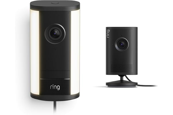 Ring Spotlight Cam Pro, Plug-In (Newest Model), Black with Indoor Cam Plus, Black