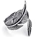 KONOV Mens Womens Stainless Steel Ring, Vintage Feather, Black, Size 7