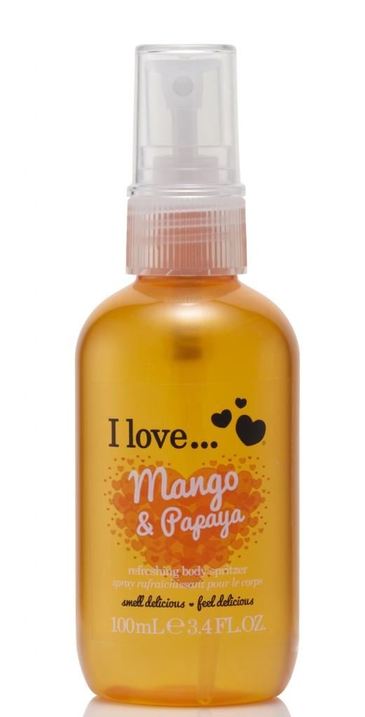 I Love Originals Mango & Papaya Body Spritzer, Formulated With Natural Fruit Extracts to Keep You Cool & Fragranced, Travel-Size Essential Providing On-The-Go Refreshment, Vegan-Friendly - 100ml