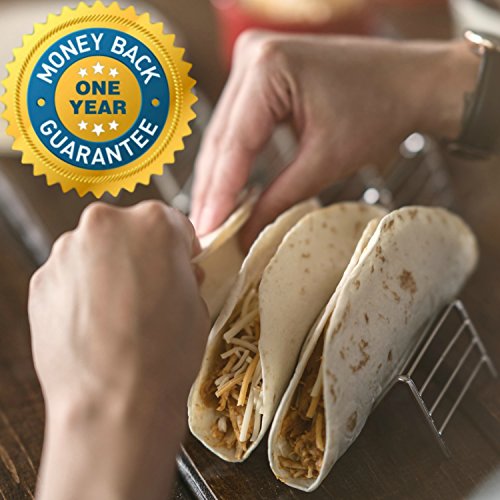 Stainless Steel Taco Holder Set: Holds Tortilla Up for Easy & No Mess Party Taco Plates - Taco Stand Shell Holder to Serve Street Tacos Rack & Heat Tortillas - Metal Taco Shell Mold & Serving Trays - Thumbnail 5