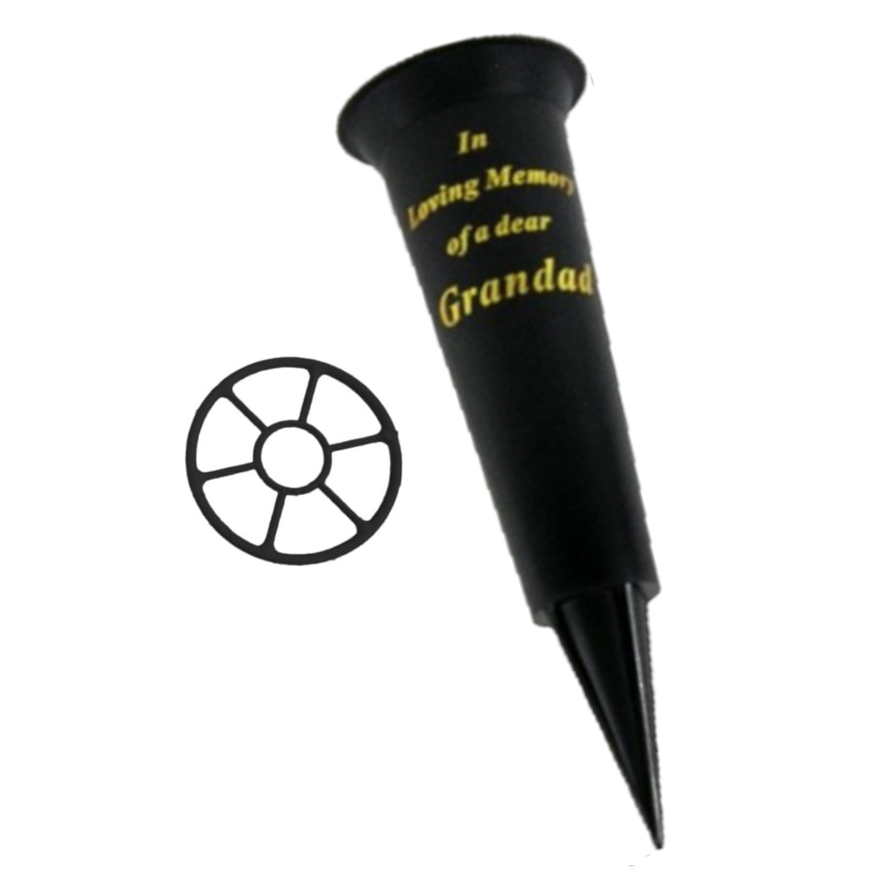 Black In Loving Memory Grandad Spiked Memorial Grave Flower Vases Graveside Memorial with flower holder insert 7706