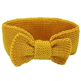 DaySeventh Baby Knitting Infant Kids Girl Bowknot Headbands Head Wrap Knotted Hair Band (Yellow)