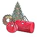 Christmas Tree and Wreath Storage Bag Set - Zippered Canvas Organizers Store 9-Foot Artificial Tree and 30-Inch Holiday Wreaths by Elf Stor (Red)