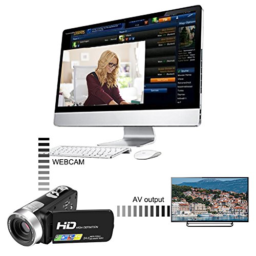 Camcorder Video Camera Full HD 24.0MP Camcorders Digital Camera 1080p 3.0’’ Rotatable LCD for Vlogging Webcam Pause Function Dual LED Lights