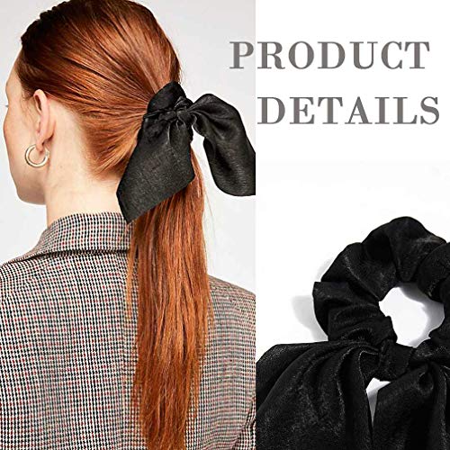 6pcs Hair Scrunchies Chiffon Elastic Hair Bands Bowknot Pearls Hair Ties Ponytail Holder Silk Scrunchy Women Rope Hair Accessories (10 PCS, Solid Colors) - Thumbnail 2
