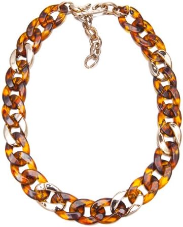 Faux Tortoise Shell &amp; Lucite Rose Gold Classic Style Round Oval Cut Links Chunky Fashion Necklace. Christmas Sale, Gift For Her. Designer Necklace at Great Price. One of the Most Popular Styles for a Safe Choice in Design. Contemporary Statement Jewellery for a Perfect Stocking Filler.