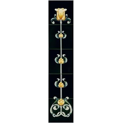 Castec Spring Tulip Tube Lined Victorian Fireplace Tiles Green