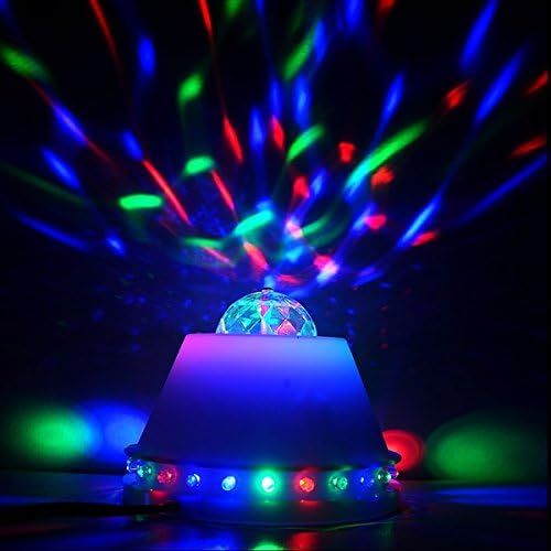 Seresroad? Magic Automatic Rotating Strobe Crystal Stage Light LED RGB Color Bright Lamp Full Changing Projector Bulb Idea Design For Pub DJ Disco Club KTV Bar Wedding Home Birthday Party Shows Garden Xmas Ballroom Colorful on Wall Ceiling and Floor (51-LED Multi-Color Changer) Black Plug and Play (1, Black SL-215)