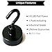 Musesland 4 Pack Black Magnetic Hooks Strong 100lb Heavy Duty Neodymium Magnets Hook for Hanging