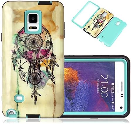 Note 4 Case, Galaxy Note 4 Case, CexCob Vintage Dream Catcher [High Impact Shockproof 3 in 1 Hybrid] Silicone &amp; Hard Plastic Rugged [Armor Combo] Phone Case Cover for Samsung Galaxy Note 4, Mint