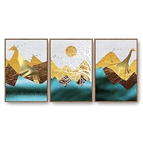 3 Piece Framed Canvas Home Artwork Decoration Abstract Nature Landscape Canvas Wall Art for Living Room, Bedroom - 16"x24"x3 Panels