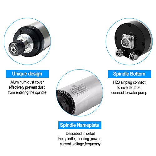 Beauty Star Water Cooled CNC Spindle Milling Motor 220V 2.2KW 24000RPM 400hz ER20 Collet for Engraving Machine Water Colling Engraving Milling Spindle 220v AC Spindle 4 Bearing - Thumbnail 4