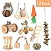 Maibtkey Hamster Chew Toys, Guinea Pig Toys Chinchilla Roller Rat Chews Toys, Teeth Care for Small Animals Bunny Rabbits Toys Accessories, Dumbbells Exercise Bell Unicycle, Pack of 10
