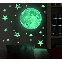 Marsway Kids Removable Moon Stars Glow in The Dark Sticker Night Luminous Room Wall Decal Stickers