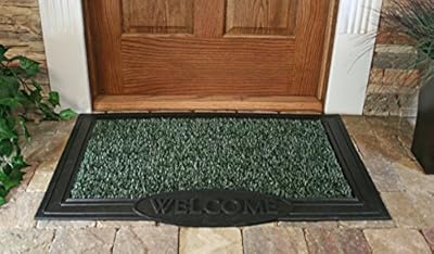GrassWorx Clean Machine Big Welcome Doormat, 24" x 36", Evergreen (10372051)