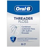 Oral-B Threader Dental Floss for Bridges, Braces and Implants, 30 Threaders, Unflavored